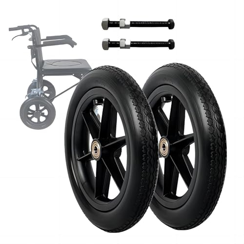 WORDFUN 2X Rollstuhlräder Ersatz, 300mm Rollstuhl-Hinterrad Ersatzräder, Robust Und Langlebig Verschleißfest Rollstuhlreifen Pannensicher, Ersatz Lenkrollen Für Rollstuhl, Mit Schraube