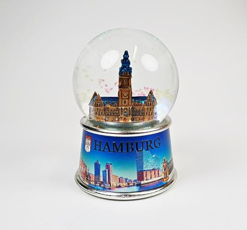 Schneekugel Panoramabild Rathaus Hamburg Schüttelkugel Glitzerkugel Mitbringsel