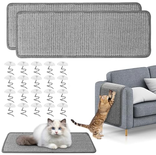 JOLIGAEA 2 Stück Kratzmatte Katze, Kratzteppich Sisal, Kratzbretter Boden rutschfest, Natürlicher Sisalteppich für Katzen, Widerstandsfähig Katzenmöbel Fußmatte Sisalmatte Kratzpads (30x40cm)