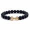 CTDWNT Hantel-Armband für Herren, Fitness-Bros, Fitness-Hantelarmband, natürlicher vulkanischer Lavastein, verstellbares Naturstein-Perlenarmband, Fitness-Hantel-Schmuck für Männer, Kristall Stein,