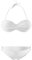 Generisch Twist Push Up Bandeau Bikini mit Niedriger Taille Ring Cutout Tanga Bademode Bauchweg Badeanzug(Weiß, M)