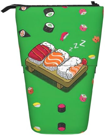 OdDdot Federmäppchen mit schlafendem Sushi-Aufdruck, Stand-up-Stifttasche, Federmäppchen, Kosmetiktasche, tragbares Federmäppchen, Schwarz , Einheitsgröße, Taschen-Organizer
