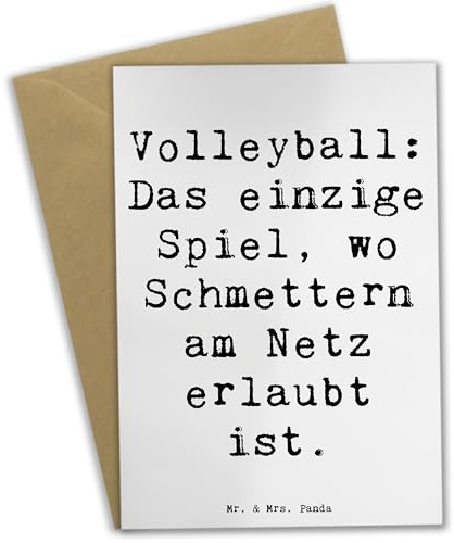 Mr. & Mrs. Panda Grußkarte Spruch Volleyball Schmettern - Geschenk, Teamarbeit, Klappkarte, Sport, Teamsport, Spaß, Freude, Geschenk Sport,