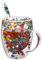 Lanfly Dried Flowers Glass Coffee Mug Tea Cup with Spoon 350 ML Double Walled Glass Mugs Heat Resistant Cappuccino Glass Cups for Hot Drinks & Cold Drinks with Handle for Coffee LatteTea Milk Juice