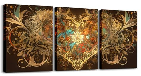 Loussiesd Weinrebe Blume 3er Poster Set Wohnzimmer Schlafzimmer Leinwandbilder Weiß Floral Boho Wandbilder Bilder Büro Dekor Braun Liebe Herz Badezimmer Home Dekor