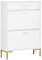 HOMCOM 3-Drawer Shoe Cabinet with Adjustable Shelf for 12 Pairs of Shoes, Narrow Shoe Storage Cabinet with 2 Flip Doors for Hallway, Entryway, White