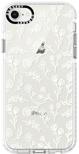 Cute Flowers Clear Phone Case Compatible with iPhone SE 2020/ SE 2022, White Floral iPhone 7/8 Case, Aesthetic Wildflower Pattern TPU Shockproof Cover