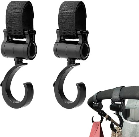 2 Stück Kinderwagen Haken,Haken Für Kinderwagen,Haken Kinderwagen,Kinderwagenhaken Für Wickeltaschen,Universeller Passform,Klettverschluss Kinderwagen Haken Für Handtaschen