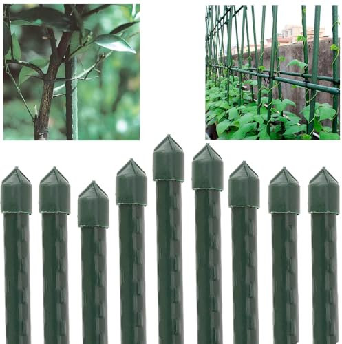 Suinga Lot de 25 tuteurs en acier plastifié 180 cm Ø16 mm | Bâtons pour plantes et arbres | Tuteurs pour tomates et plantes grimpantes | Support pour plantes, vert