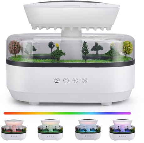 Rain Humidifier Diffusor,LED Regentropfen Aromatherapie Maschine,250 ml Rain Cloud Humidifier,Aroma Diffuser für Mikrolandschaften White Noise Machine für Schlafzimmern Kinderzimmern