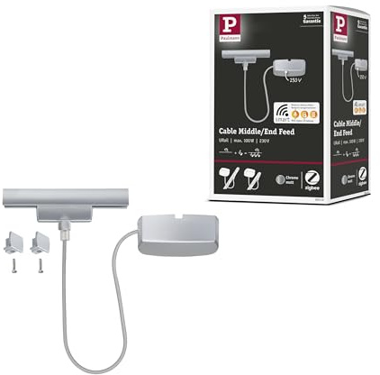 Paulmann 95670 URail Power Supply Zigbee 3.0 Cable 1m max. 100W Chrome matt