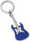 Porte-clés en forme de guitare avec intérieur bleu - en métal chromé 105 x 33 mm
