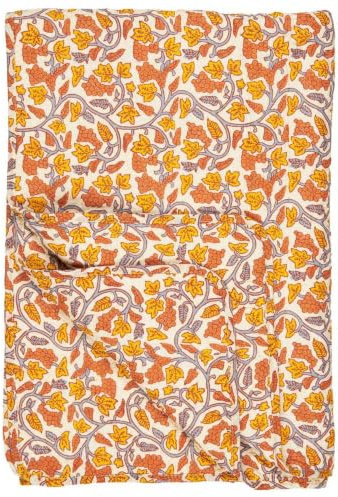 IB Laursen Quilt naturfarbig m/grauen, gelben und orangefarbenen Weinreben B: 130 L: 180