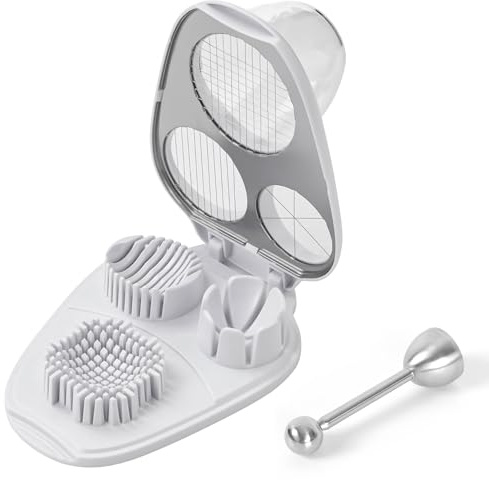 3 in 1 Eierschneider, Champignonschneider Schneider, Eierteiler Spalten mit Eierköpfer, Rostfreier Schneidedraht, Sauber und Exakt, Küchenhelfer zum Schneiden von Eiern