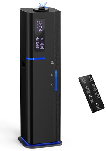 Zeova 10L/2.64Gal Luftbefeuchter, Top Fill Leise Ultraschall Cool Mist Luftbefeuchter für Schlafzimmer, deckt 550ft², 60H Laufzeit, 24H Timer, 3 Nebelmodi Luftbefeuchter Großer Raum, Zuhause, Büro