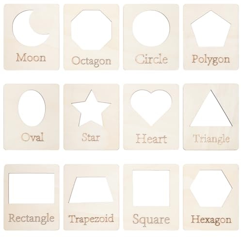 UNICRAFTALE 12 Stück Geometrische Schablonen Vorlagen Set Aus MDF Mit 12 Mustern Zum Zeichnen Für Kreidebilder Weizen Wiederverwendbare Malvorlagen Lernspielzeug Für Kleinkinder Vorschulkinder