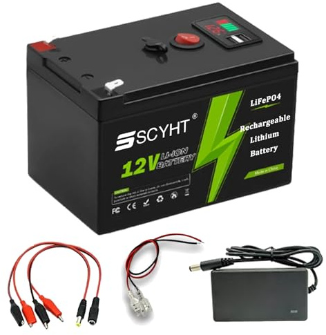 SSCYHT Batteria LiFePO4 12V 20Ah 16Ah Batteria al litio 18Ah Batterie ricaricabili 12V Batterie agli ioni di litio per impianti solari per kit motore 100W - 250W con porta USB,12v18ah