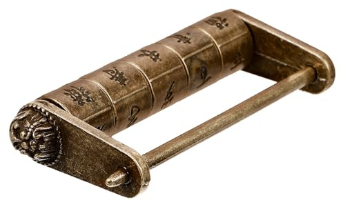 HEANUJJ Cadenas Combinaison Vintage Sculpté en Alliage de Zinc Caractères Chinois Anciens, Forme Unique, sans Rouille, Style Rétro pour Objet de Collection ou Décoration