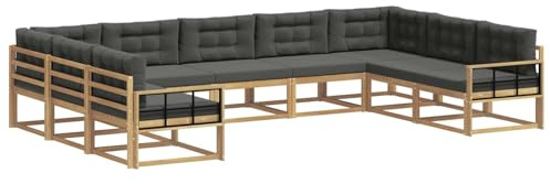 vidaXL Outdoor-Sofagarnitur mit Kissen 9 pcs Weiß und Anthrazit, Zeitgemäße Gartenmöbel, modernes Sofa-Set, gemütliche Lounge für den Pool, Sitzgruppe für den Garten