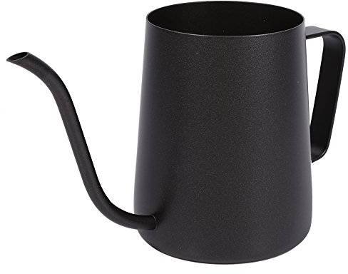 Kaffeekanne, Edelstahl, rostfrei, mit langem Schwanenhals-Ausguss, perfekte Flie?geschwindigkeit, Schwarz (350 ml)