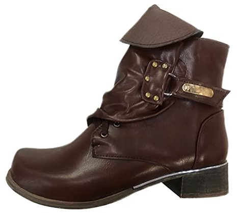 Minetom Stivali Stivaletti da Donna Biker Motociclista Marrone 42 EU