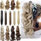 Clip in Extensions Zopf Pferdeschwanz Haarverlängerung Lang Ein Tressen Kralle auf Haarteil Claw on Ponytail 60cm - Gewellt, Dunkelblond Mischung Bleichmittel Blond