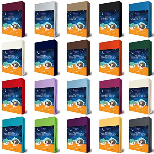 Jersey Spannbettlaken Spannbetttuch aus Reiner Baumwolle in Farbe: Cappuccino, Größe: 70x140cm - Kinderlaken