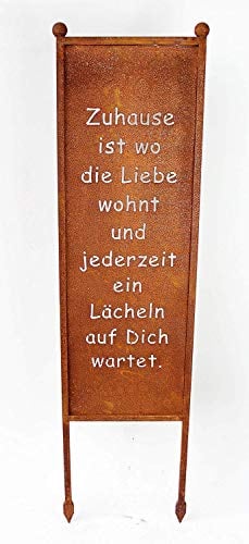 Bornhöft Schild/Spruchtafel Gartenschild Edelrost Rost zum Einstecken rostige Gartendeko (Zuhause ist wo die Liebe wohnt und jederzeit EIN lächeln auf Dich wartet)