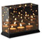 LIFA LIVING 3 Teelicht Halter schwarz mit 3D-Effekt verspiegelt, Kerzenhalter mit Lichtermeer Optik, Teelichthalter mit Spiegelung, Windlicht, Holz