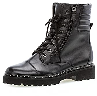 Gabor Damen Schnürstiefeletten, Frauen Schnürstiefeletten,uebergangsschuhe,women's,woman,lady,ladies,boots,schwarz(Niete/silb,35.5 EU / 3 UK