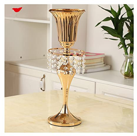 xuejuanshop Jarrón 50 cm Elegante jarrón de Metal Oro Color Cristal candelabras Metal candelabros Flor tazón for Bodas jarrón Decorativo (Color : A1)
