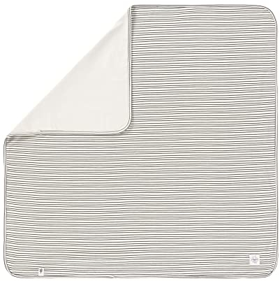 LÄSSIG Baby Schmusedecke Kuscheldecke GOTS zertifiziert weich/Interlock Baby Blanket 80 x 80 cm Striped grey/anthracite