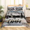 Camping-Bettwäsche 135 x 200 cm für Teenager, Erwachsene, Camper-Bettwäsche, rustikaler Bauernhaus-Stil, Bettbezug Happy Camping, schwarze Skizze,Zeichnung,Bettbezug,ultraweiche Bettwäsche, 2 Stück
