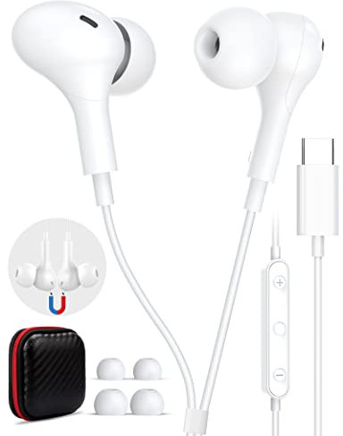 TITACUTE USB C Headphone for iPhone 15 Pro Max 16 Plus 16e for Samsung Galaxy S25 A53 A54 A35 A34 S24 Ultra S23 Type C Earphone Magnetic in-Ear Wired Earbuds for iPad 10 11 A16 for Google Pixel 7 8 9