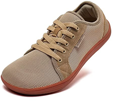 HOBIBEAR Unisex Wide Barefoot Shoes for Men Women Outdoor Trail Running Minimalist Walking Shoes Lightweight and Breathable(Brown,4 UK)