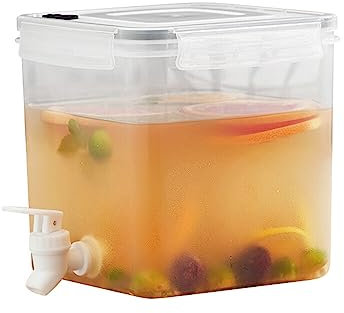 Katutude 4.2L De Bouilloire Froide avec Robinet, Distributeur d'eau pour Réfrigérateur, Distributeur De Boisson avec Robinet en Plastique Bouteille d'eau Froide Pichet d'eau à Fruits Et Limonade