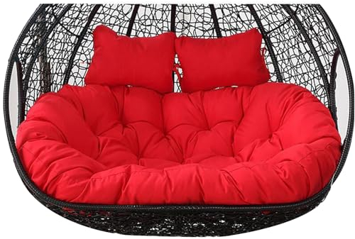 2 Personen Hängesesselkissen Doppel Hängesessel Sitzkissen Dicker Schaukel Hängekorb Sitzkissen Doppeltes Hängestuhl Polster Auflag Für Patio Garden Outdoor Indoor(Color:Rot)