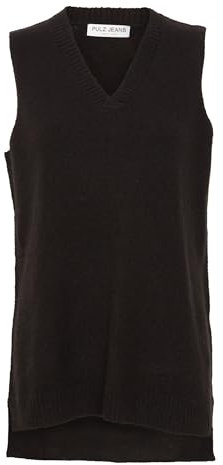 Pulz PZASTRID - 50206416 Slipover V Pullunder Damen Feinstrick Strickpullover Pullover Oversize, Größe:S, Farbe:Black Beauty (193911)