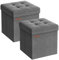 SONGMICS Storage Ottoman, Set of 2, Storage Bench, Footrest, Bed End Stool, for Living Room, Bedroom, 30 x 30 x 30 cm, Dark Grey LSF028G41
