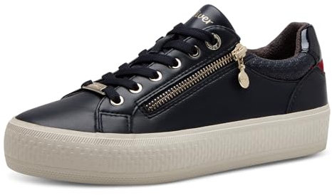 s.Oliver Damen Sneaker flach mit Reißverschluss Freizeit, Blau (Navy), 36 EU