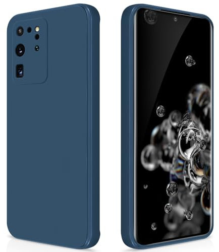 GiiYoon Cover per Samsung Galaxy S20 Ultra 5G Custodia in Silicone, Custodia Antiurto Case Sottile in Silicone TPU con Strato Interno in Fibra e Protezione della Fotocamera, Blu