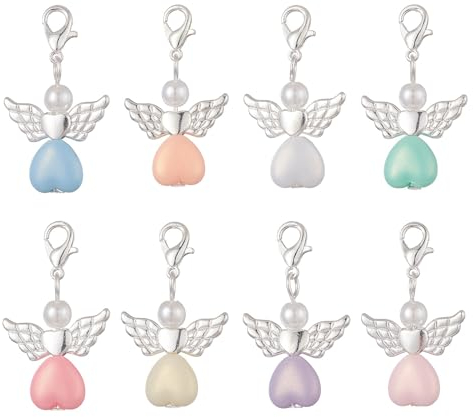 Moguri Lot de 24 pendentifs ange gardien, pendentifs d'amour, petits porte-bonheur, porte-clés ange gardien pour baptême, communion, confirmation, mariage, crèche, remerciement