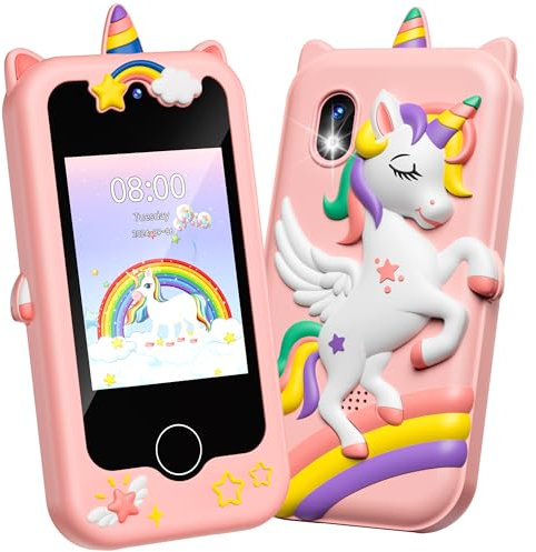 Gofunly Kids Smart Phone Toy for Girls Ages 3-8, Touchscreen Kids Mobile Phone with Dual Camera, Toddler Camera Learning Toys for Birthday Gifts, 2.8 Inch Pink