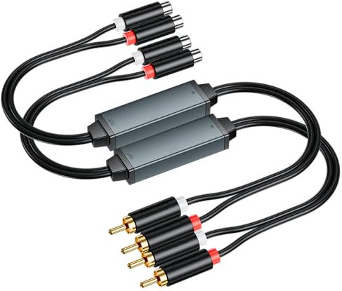 eppfun AV100C Entstörfilter, Ground Loop Isolator für Auto Heim Stereo System/Bluetooth-Lautsprecher, Audio Filter mit Cinch Audiokabel, 2 PCS