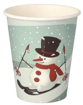 1000 Glühwein Becher Trinkbecher Pappe 0,2 l Schneemann, To Go