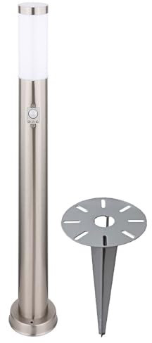 Globo Wegeleuchte mit Bewegungsmelder Erdspieß Gartenleuchte LED Außenstehlampe, Edelstahl silber, 11W 1055lm 3000K, DxH 7,6x80 cm