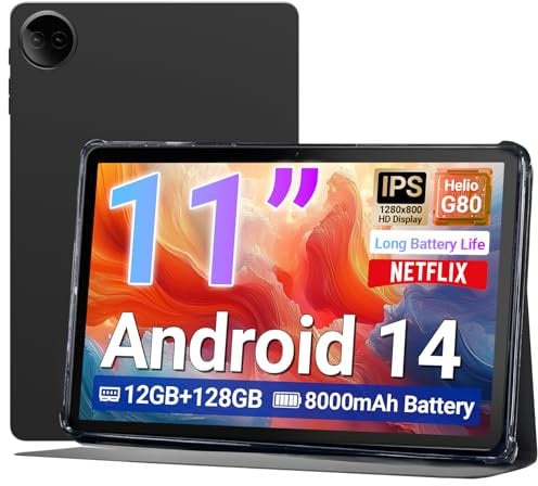 DigiLand Tab R11–11 Tablet,Android 14 OS,MediaTek Helio G80 Octa-Core,12GB RAM + 128GB Storage,HD IPS Touchscreen,13MP+8MP,Wi-Fi 6,Long Battery Life,Widevine L1,Stand Case,Google Tablets 2025,Gray