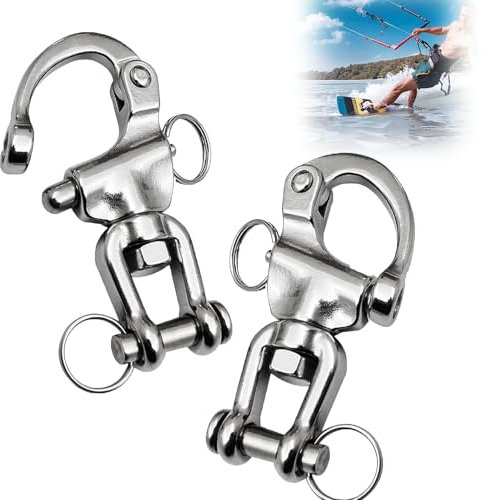 2 Pezzi Moschettone Girevole Grillo in Acciaio inox - Moschettone in Sgancio Rapido - per Spinnaker Girevole Sgancio Rapido Grilli Girevole Grillo Barche a Vela - 70mm