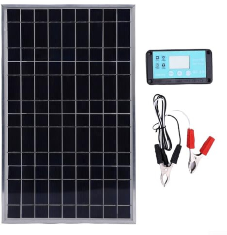 Kit de panneau solaire, cadre en aluminium 100 W avec contrôleur pour chargement de batterie 12 V/24 V, chargeur de batterie USB pour voiture, camping-car, système d'alimentation