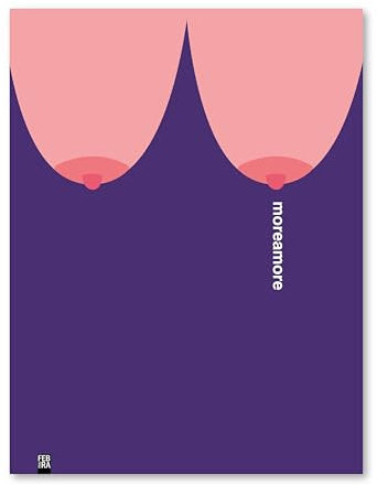Close Up More Amore - Boobs | Kunstdruck Janette | Poster im Kleinformat | Body Positivity & Selbstbestimmung | Knallige Illustration für deine Wand | 30 x 40 cm